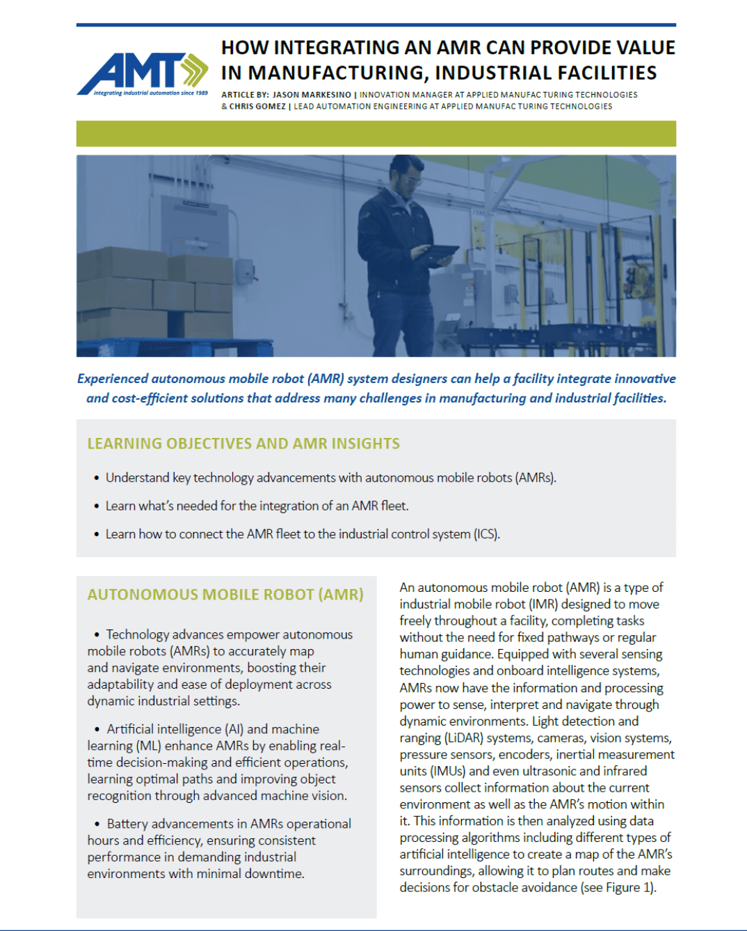 AMRs - Applied Manufacturing Technologies
